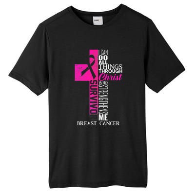 Breast Cancer Pink Ribbon Survivor For Christian Cross Tall Fusion ChromaSoft Performance T-Shirt