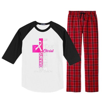 Breast Cancer Pink Ribbon Survivor For Christian Cross Raglan Sleeve Pajama Set