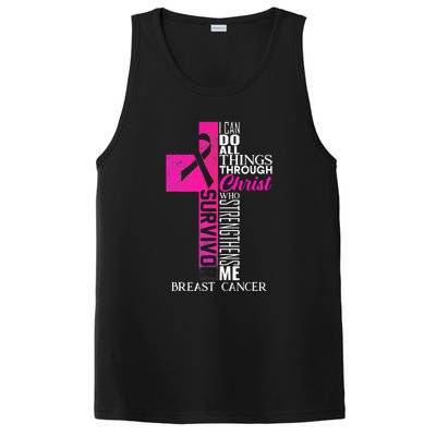 Breast Cancer Pink Ribbon Survivor For Christian Cross PosiCharge Competitor Tank