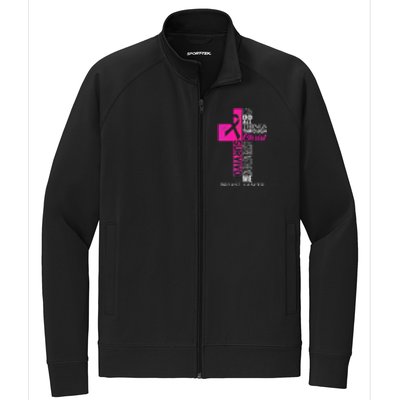 Breast Cancer Pink Ribbon Survivor For Christian Cross Stretch Full-Zip Cadet Jacket