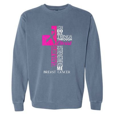 Breast Cancer Pink Ribbon Survivor For Christian Cross Garment-Dyed Sweatshirt