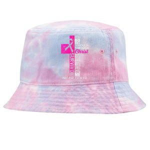 Breast Cancer Pink Ribbon Survivor For Christian Cross Tie-Dyed Bucket Hat