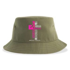 Breast Cancer Pink Ribbon Survivor For Christian Cross Sustainable Bucket Hat