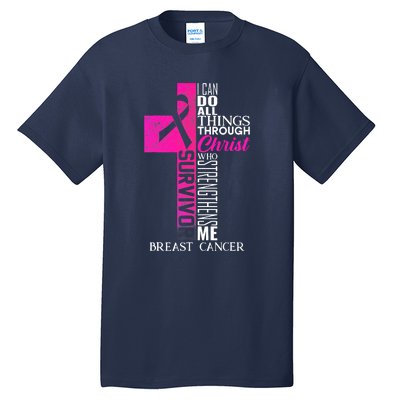 Breast Cancer Pink Ribbon Survivor For Christian Cross Tall T-Shirt