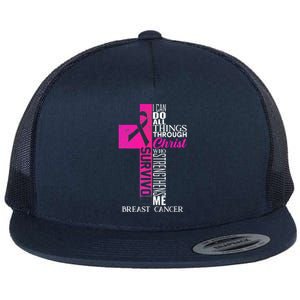 Breast Cancer Pink Ribbon Survivor For Christian Cross Flat Bill Trucker Hat