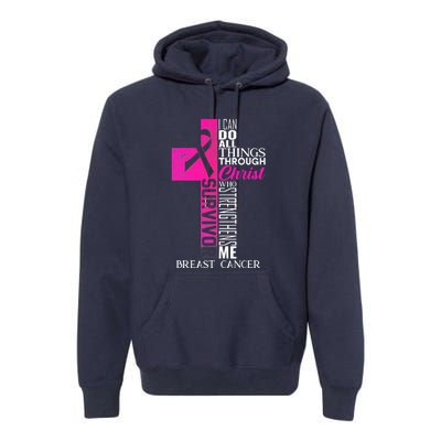 Breast Cancer Pink Ribbon Survivor For Christian Cross Premium Hoodie