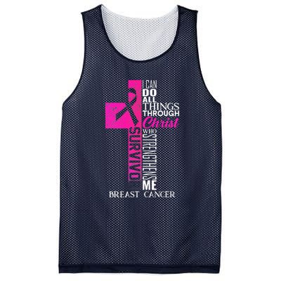 Breast Cancer Pink Ribbon Survivor For Christian Cross Mesh Reversible Basketball Jersey Tank