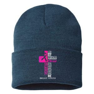 Breast Cancer Pink Ribbon Survivor For Christian Cross Sustainable Knit Beanie