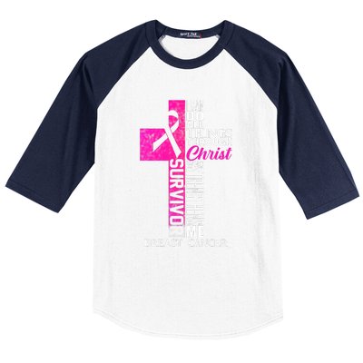 Breast Cancer Pink Ribbon Survivor For Christian Cross Baseball Sleeve Shirt