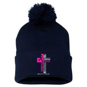 Breast Cancer Pink Ribbon Survivor For Christian Cross Pom Pom 12in Knit Beanie