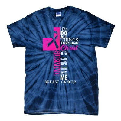 Breast Cancer Pink Ribbon Survivor For Christian Cross Tie-Dye T-Shirt