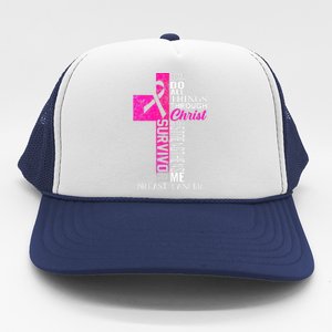 Breast Cancer Pink Ribbon Survivor For Christian Cross Trucker Hat