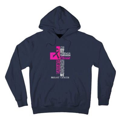 Breast Cancer Pink Ribbon Survivor For Christian Cross Tall Hoodie