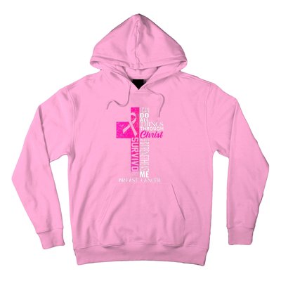 Breast Cancer Pink Ribbon Survivor For Christian Cross Hoodie