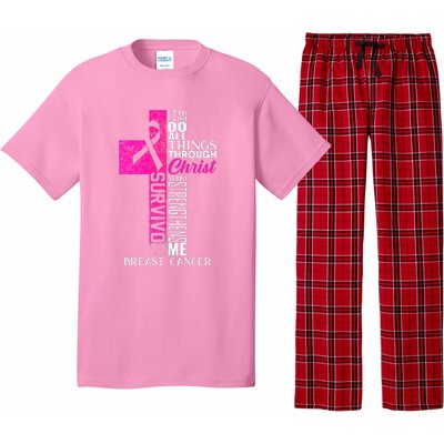 Breast Cancer Pink Ribbon Survivor For Christian Cross Pajama Set