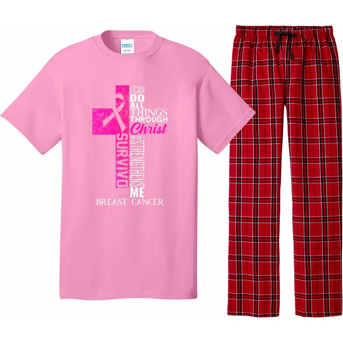 Breast Cancer Pink Ribbon Survivor For Christian Cross Pajama Set