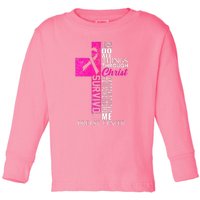 Breast Cancer Pink Ribbon Survivor For Christian Cross Toddler Long Sleeve Shirt