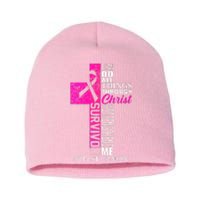 Breast Cancer Pink Ribbon Survivor For Christian Cross Short Acrylic Beanie