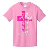 Breast Cancer Pink Ribbon Survivor For Christian Cross Kids T-Shirt