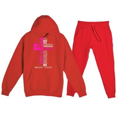 Breast Cancer Pink Ribbon Survivor For Christian Cross Premium Hooded Sweatsuit Set