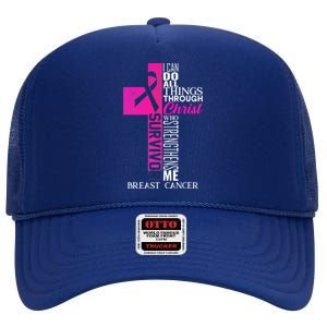 Breast Cancer Pink Ribbon Survivor For Christian Cross High Crown Mesh Back Trucker Hat