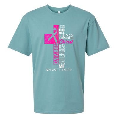 Breast Cancer Pink Ribbon Survivor For Christian Cross Sueded Cloud Jersey T-Shirt