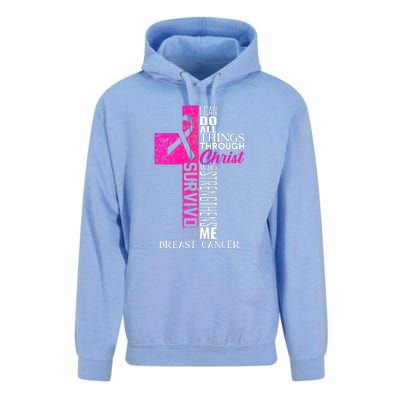 Breast Cancer Pink Ribbon Survivor For Christian Cross Unisex Surf Hoodie