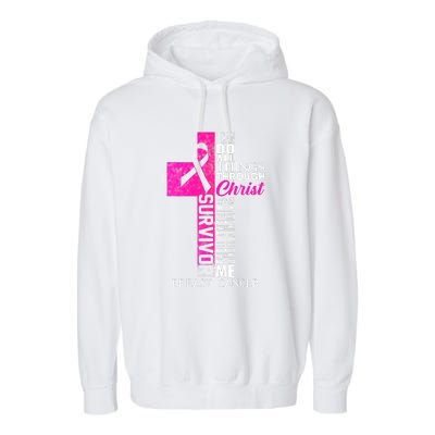 Breast Cancer Pink Ribbon Survivor For Christian Cross Garment-Dyed Fleece Hoodie