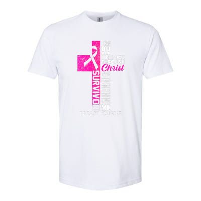 Breast Cancer Pink Ribbon Survivor For Christian Cross Softstyle CVC T-Shirt