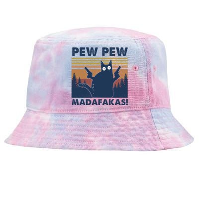 Black Cat Pew Pew Madafakas Tie-Dyed Bucket Hat