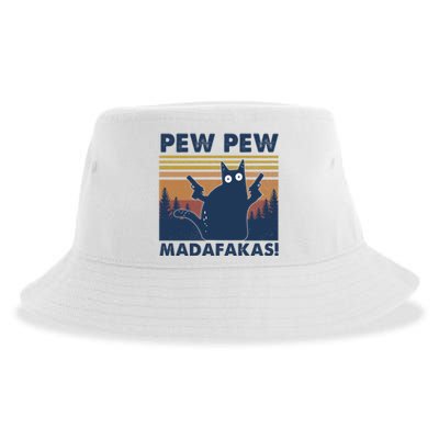 Black Cat Pew Pew Madafakas Sustainable Bucket Hat