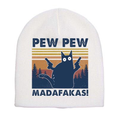 Black Cat Pew Pew Madafakas Short Acrylic Beanie