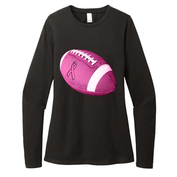 Breast Cancer Pink Football Womens CVC Long Sleeve Shirt