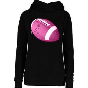 Breast Cancer Pink Football Womens Funnel Neck Pullover Hood