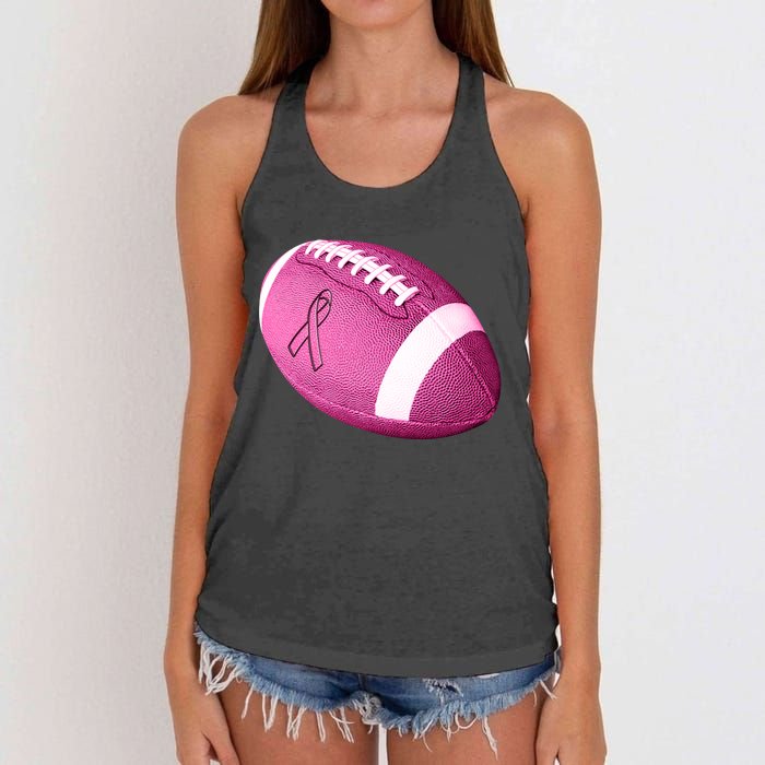 Breast Cancer Pink Football Women's Knotted Racerback Tank