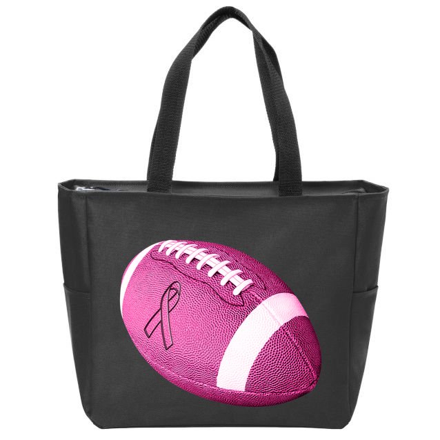 Breast Cancer Pink Football Zip Tote Bag