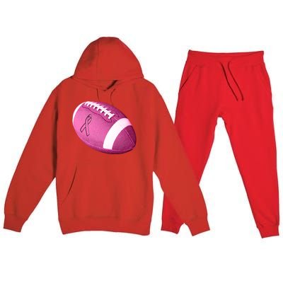 Breast Cancer Pink Football Premium Hooded Sweatsuit Set