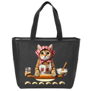 Babushka Cat Pierogi Making Polish Cat Zip Tote Bag