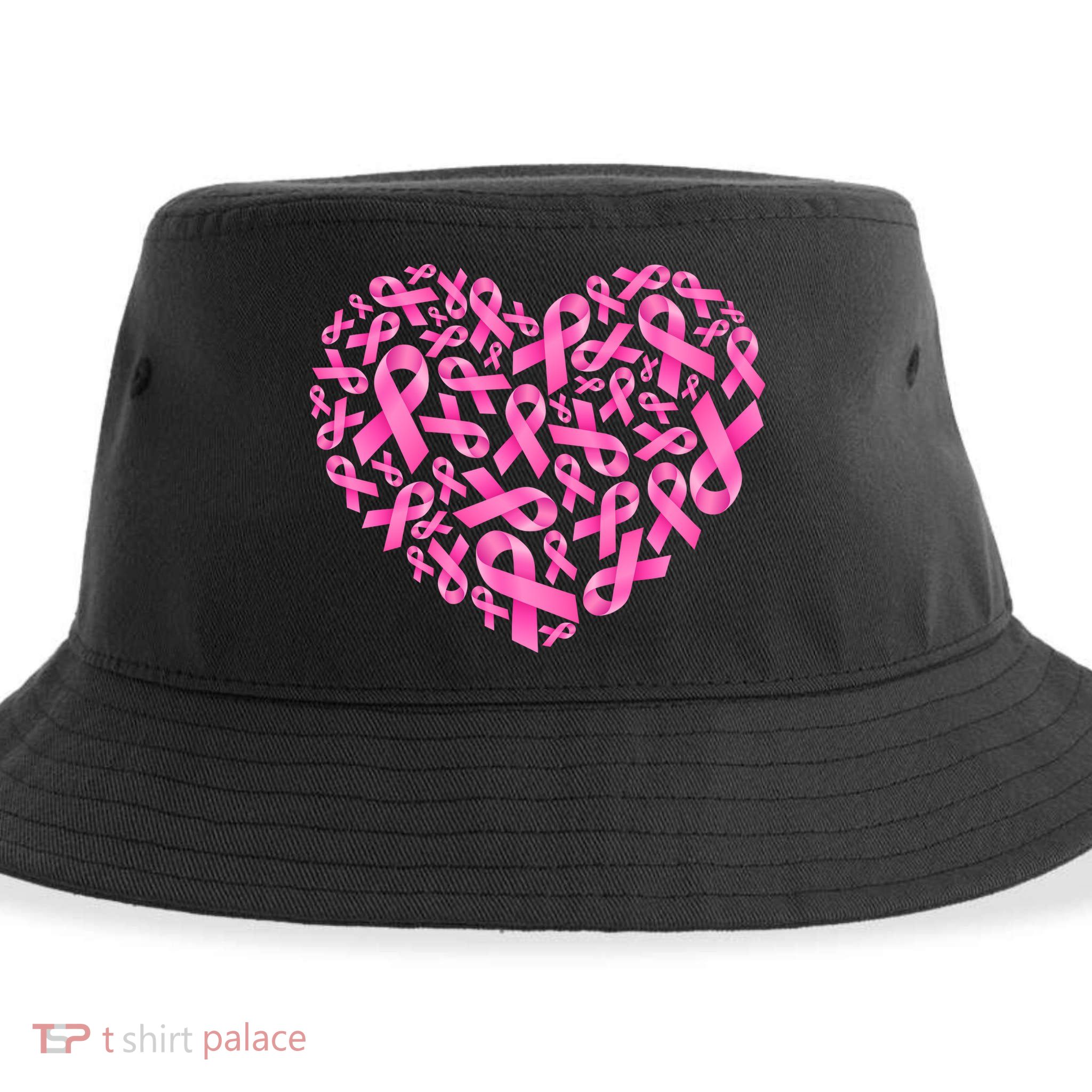 Breast Cancer Pink Ribbon Heart Sustainable Bucket Hat