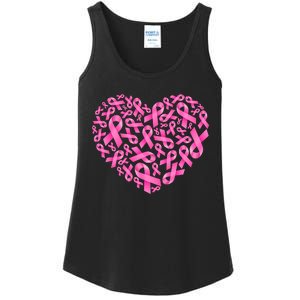 Breast Cancer Pink Ribbon Heart Ladies Essential Tank