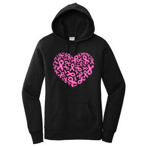 Breast Cancer Pink Ribbon Heart Women's Pullover Hoodie