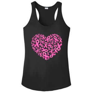 Breast Cancer Pink Ribbon Heart Ladies PosiCharge Competitor Racerback Tank