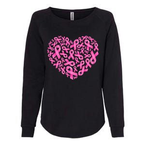 Breast Cancer Pink Ribbon Heart Womens California Wash Sweatshirt