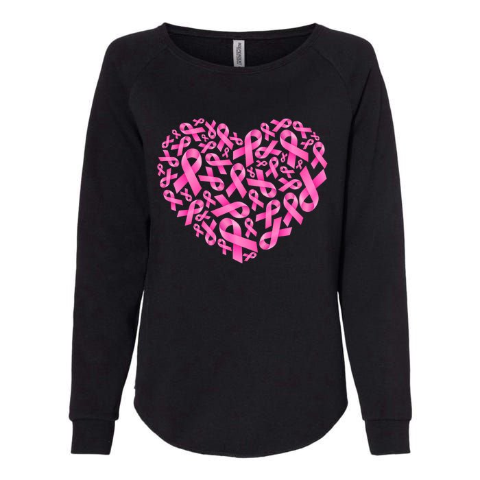 Breast Cancer Pink Ribbon Heart Womens California Wash Sweatshirt