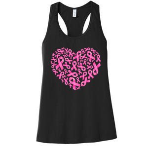 Breast Cancer Pink Ribbon Heart Women's Racerback Tank