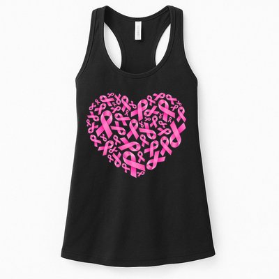 Breast Cancer Pink Ribbon Heart Womens Tank Top