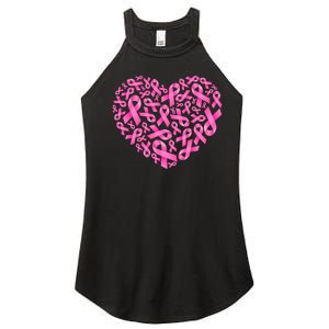 Breast Cancer Pink Ribbon Heart Women's Perfect Tri Rocker Tank