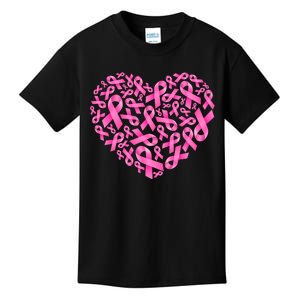 Breast Cancer Pink Ribbon Heart Kids T-Shirt