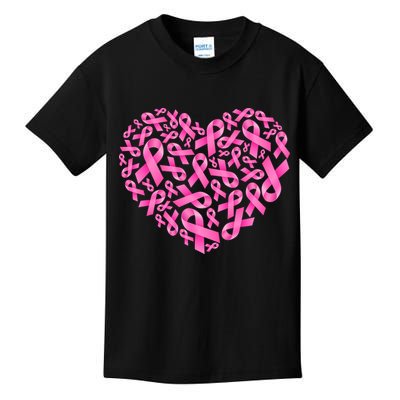 Breast Cancer Pink Ribbon Heart Kids T-Shirt
