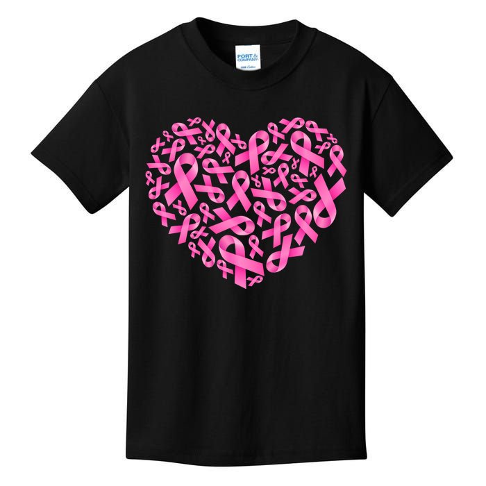 Breast Cancer Pink Ribbon Heart Kids T-Shirt